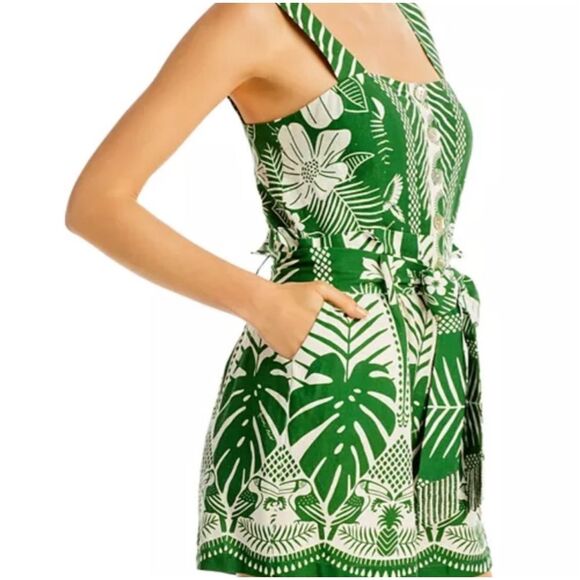 FARM RIO Tropical Green Printed Romper Size: Small NWOT - Picture 4 of 8